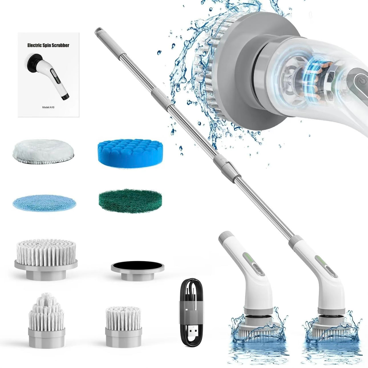 white - 7 in 1 Electric Spin Scrubber